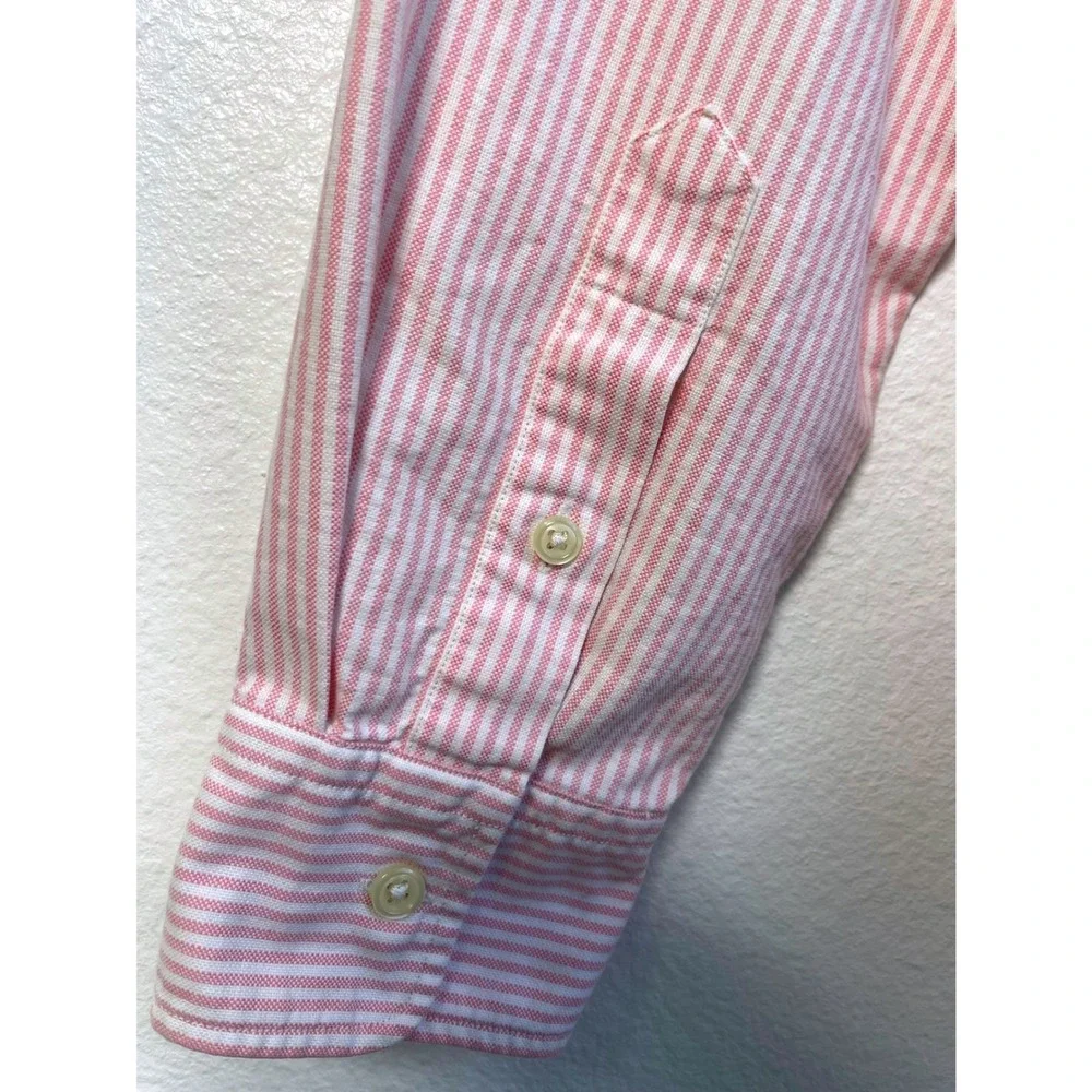 Ralph Lauren Kids Boys Pink White Striped Button Down Shirt Slim Fit Size 10